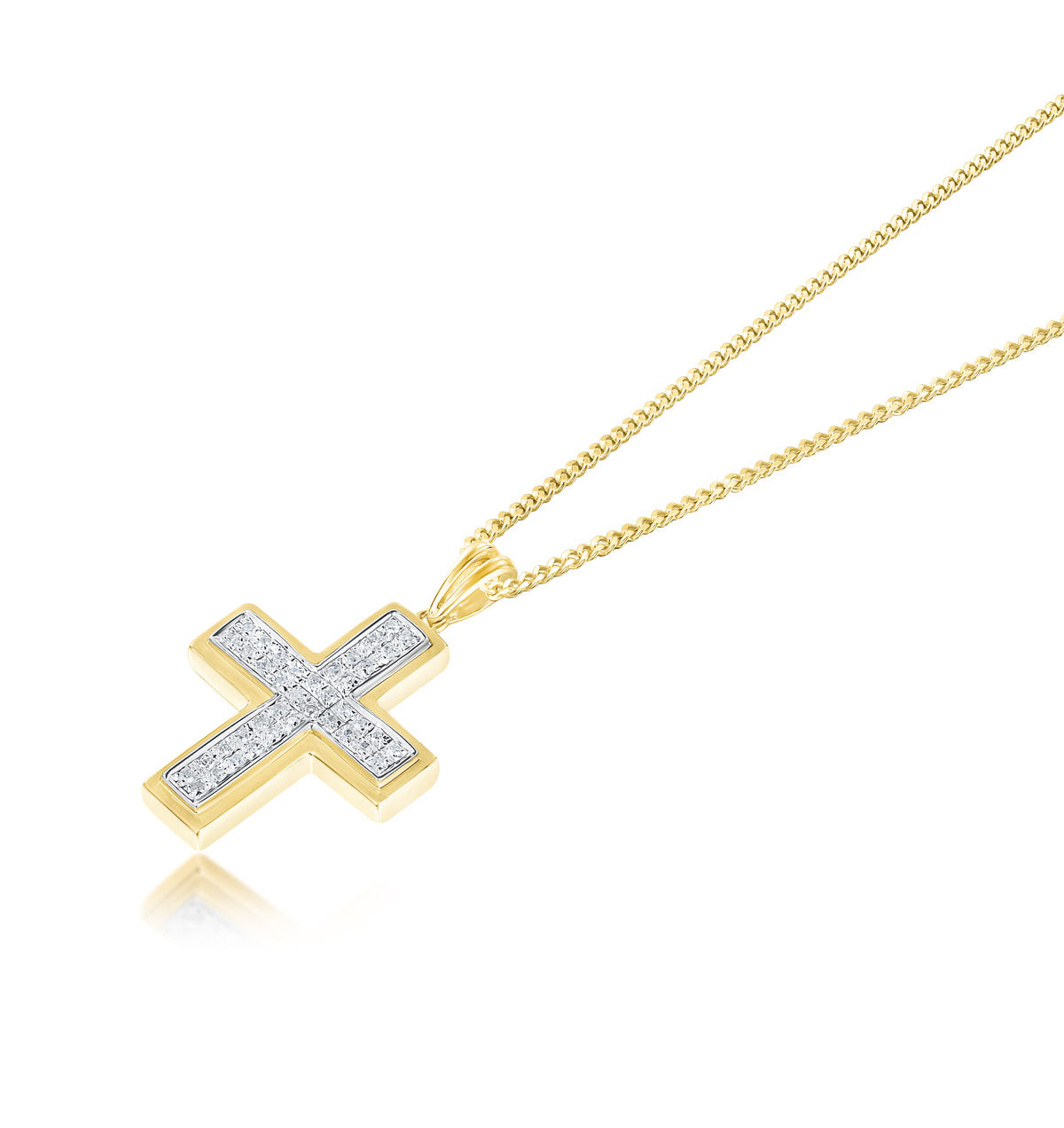 9K Gold Pave Diamond Cross Pendant (0.26ct)